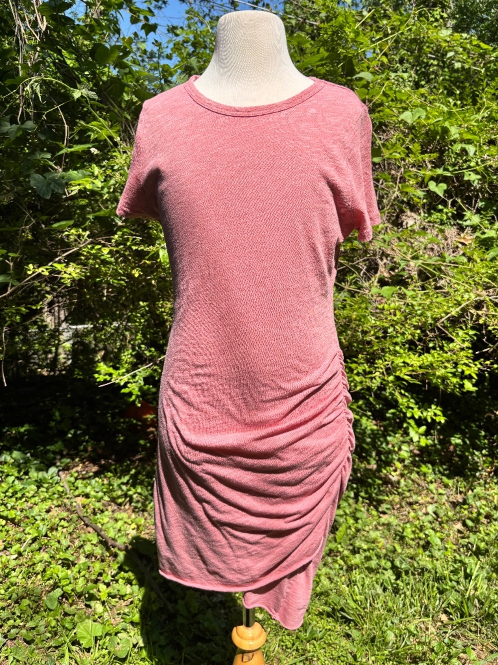 Pink Shirt Dress with Scrunch Side